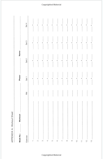 Sample Workout Sheet