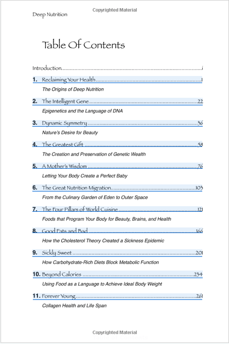 Deep Nutrition Contents